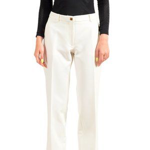 Versace Collection Women's White Flat Front Straight Leg Pants